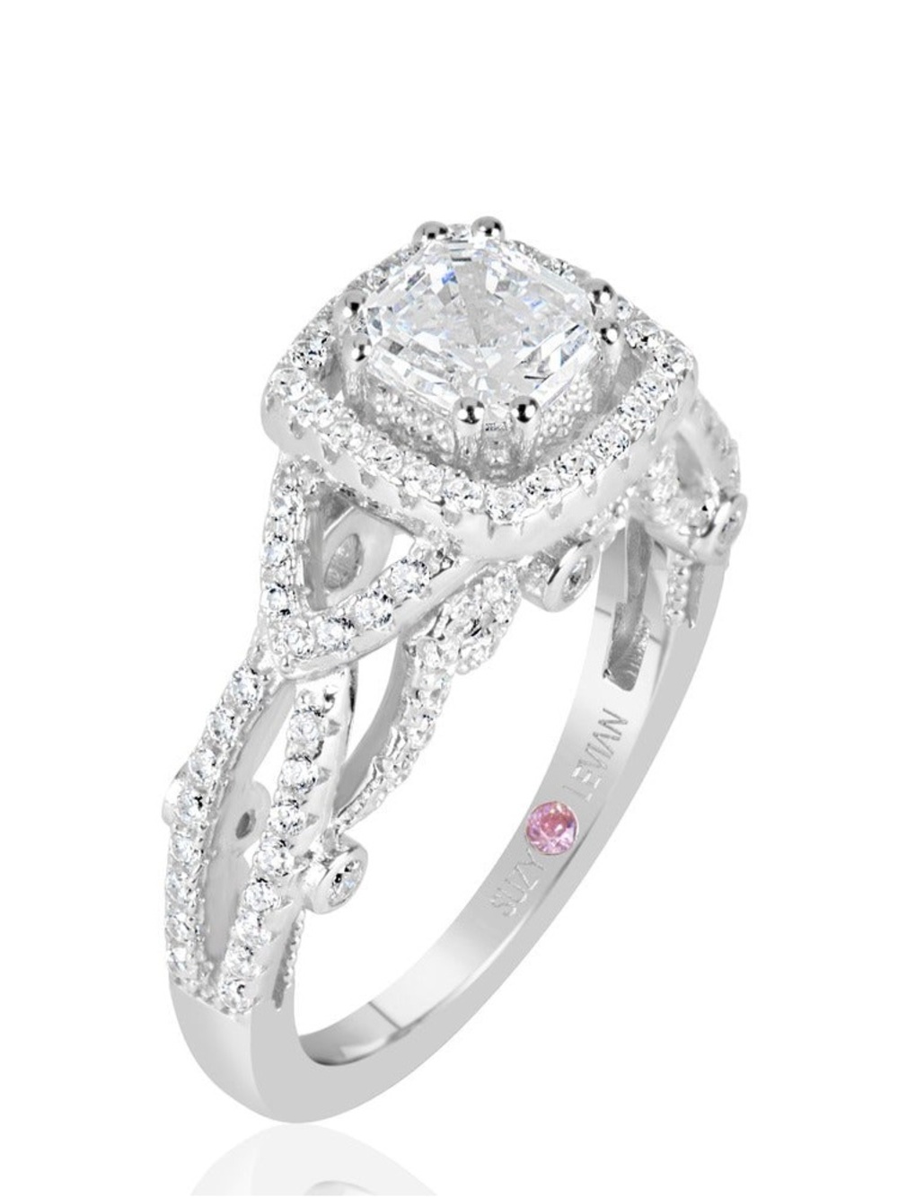 Suzy Levian Sterling Silver Asscher Cut Cubic Zirconia Ring size 5 1/2